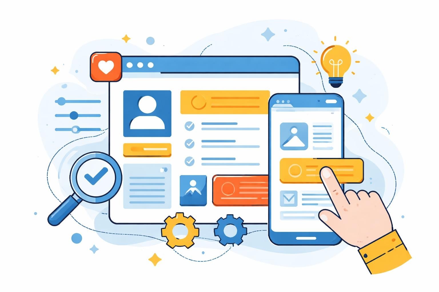 UI and UX workflow illustration for digital interfaces
